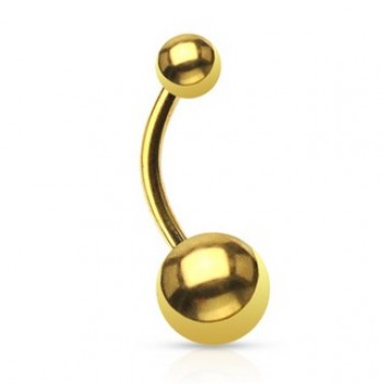 Gold IP Navel Ring Belly Bar
